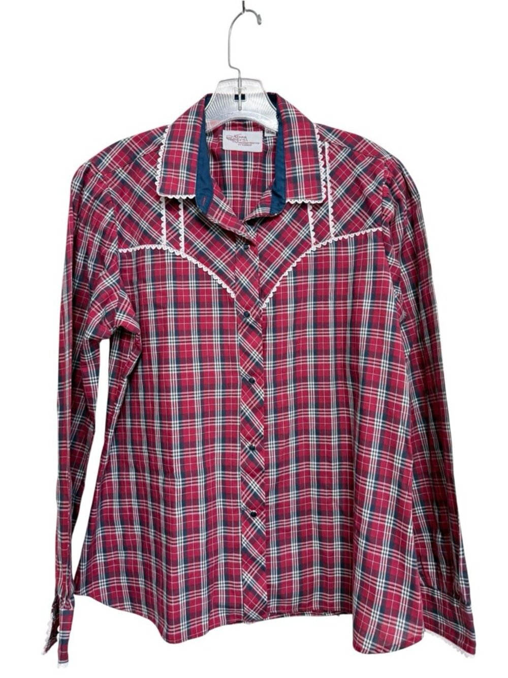 Kenny Rogers by Karman Red Plaid Western Pearl Snap Shirt Women's 15/16 Medium